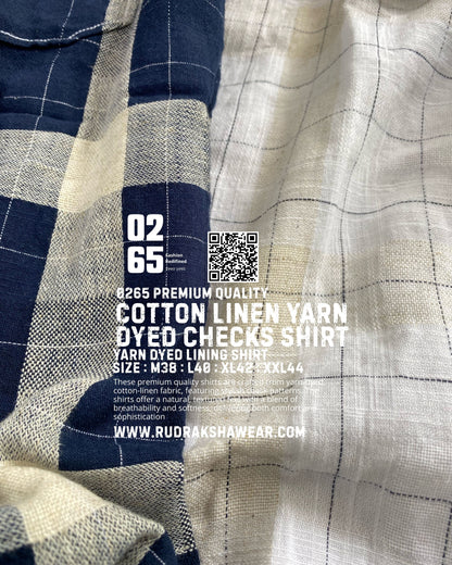 0265 Premium Cotton Linen Full Sleeve Yarn Dyed Checks Shirt