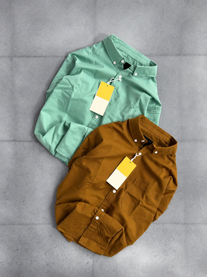 Cotton Linen full Sleeve Shirt | Button Down Collar