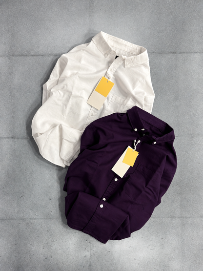 Cotton Linen full Sleeve Shirt | Button Down Collar