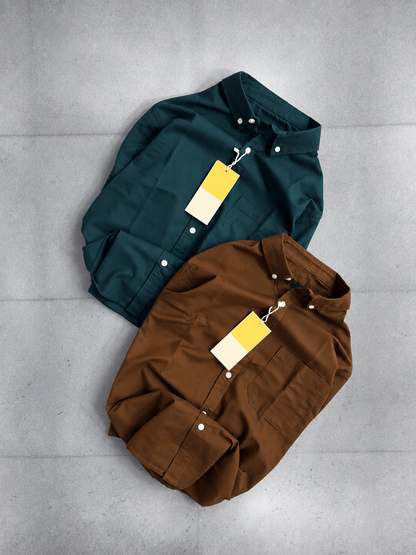 Cotton Linen full Sleeve Shirt | Button Down Collar