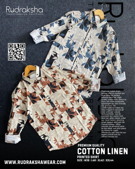 Cotton Linen Printed Shirts | Full Sleeve | Ultra Soft Fabric