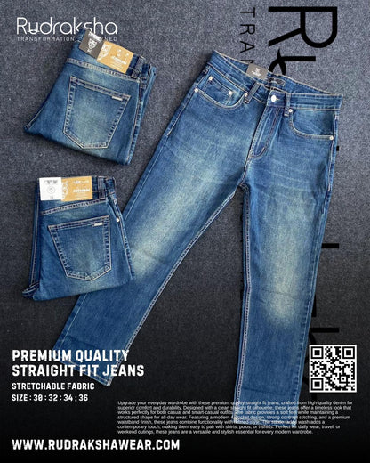 Straight Fit Jeans | Premium Quality | Stretchable | Length 40” | Long Lasting Shades | Comfort in every move