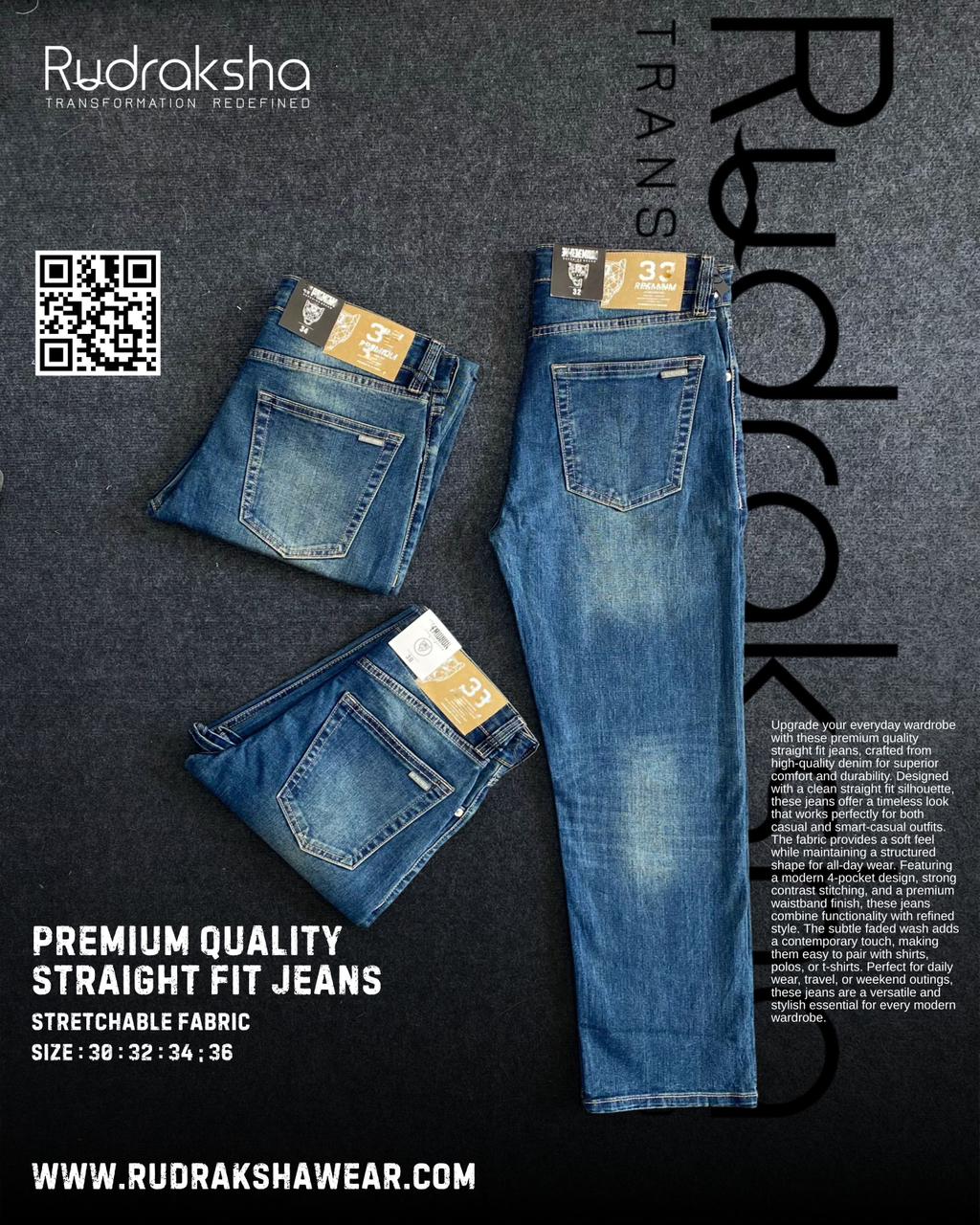 Straight Fit Jeans | Premium Quality | Stretchable | Length 40” | Long Lasting Shades | Comfort in every move