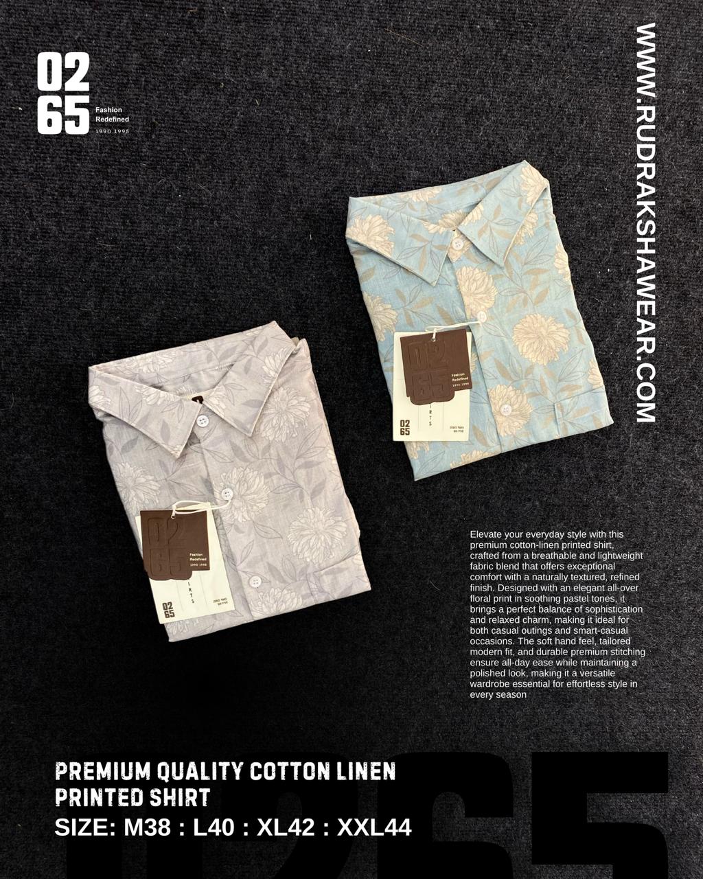 0265 Cotton Linen Printed Shirt | Box Pleated | Best for Summer
