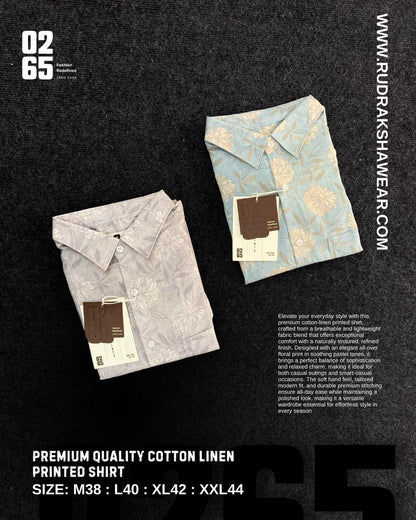 0265 Cotton Linen Printed Shirt | Box Pleated | Best for Summer