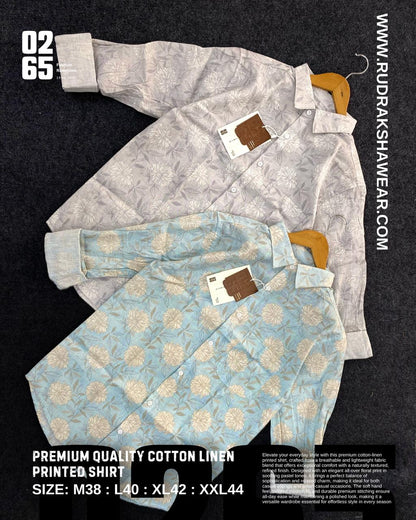 0265 Cotton Linen Printed Shirt | Box Pleated | Best for Summer