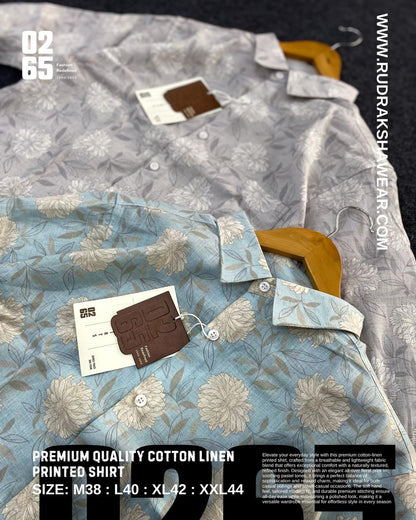 0265 Cotton Linen Printed Shirt | Box Pleated | Best for Summer
