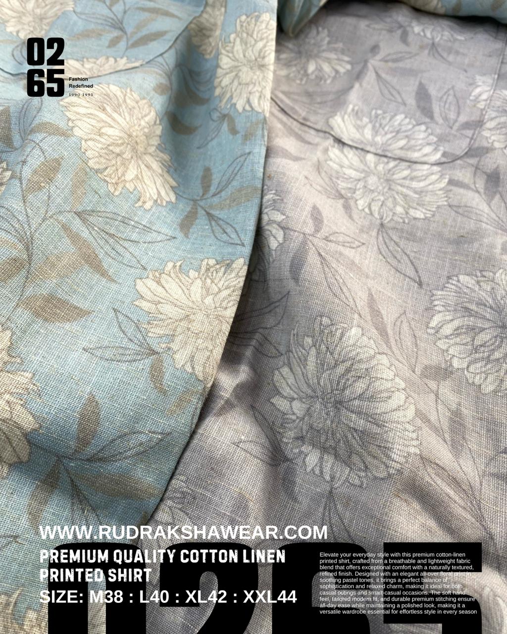 0265 Cotton Linen Printed Shirt | Box Pleated | Best for Summer