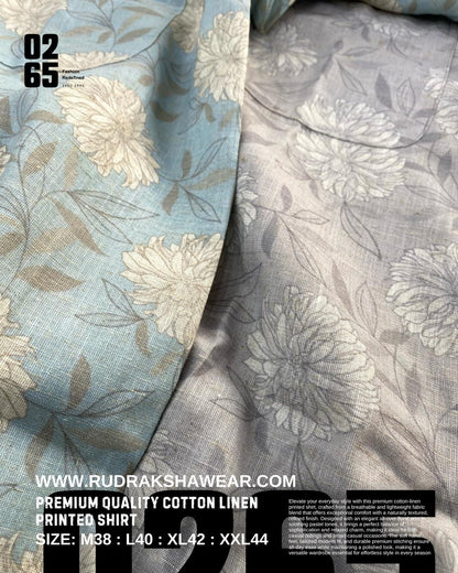 0265 Cotton Linen Printed Shirt | Box Pleated | Best for Summer