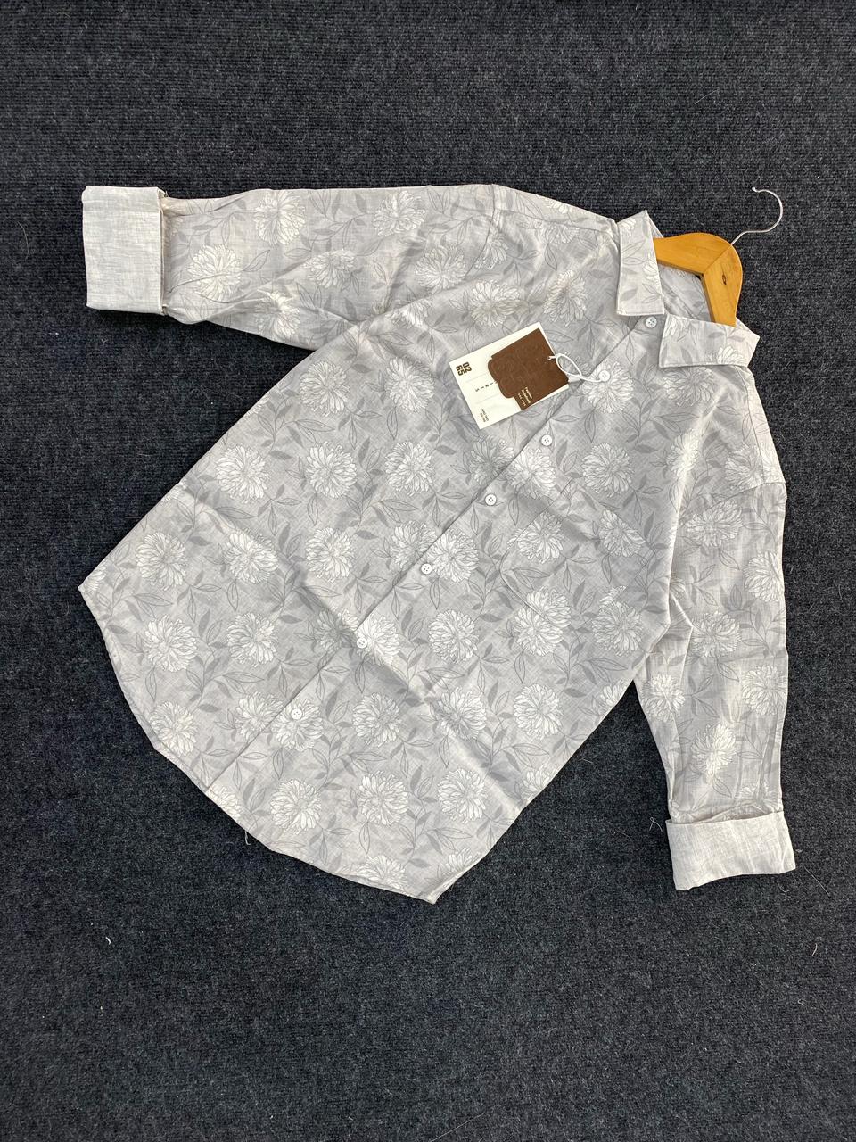 0265 Cotton Linen Printed Shirt | Box Pleated | Best for Summer