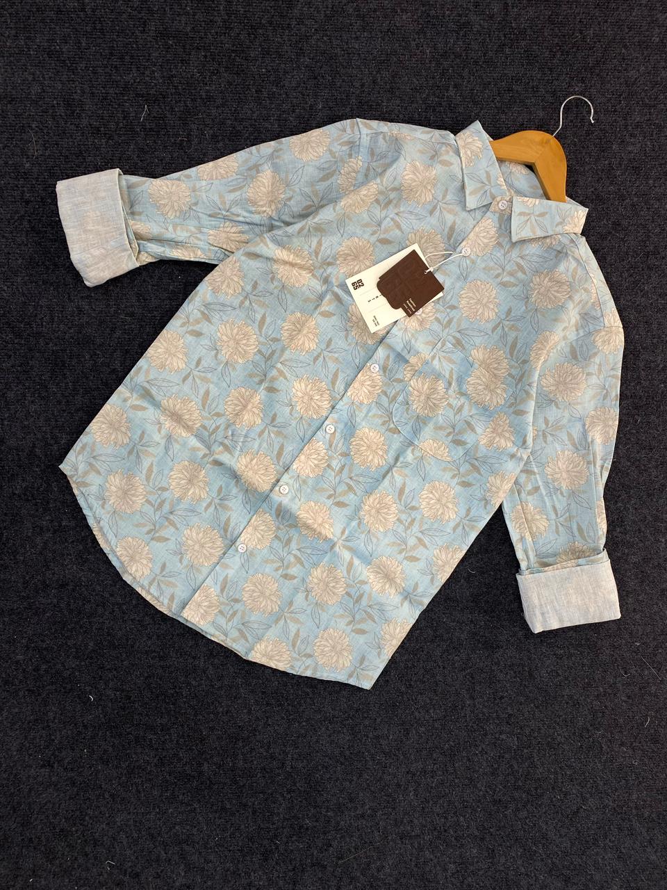 0265 Cotton Linen Printed Shirt | Box Pleated | Best for Summer