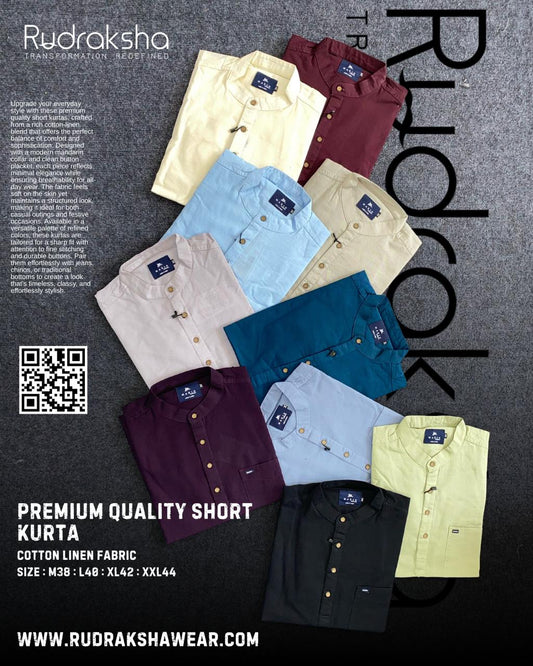 Premium Plain Short Kurta | 100% Cotton Fabric