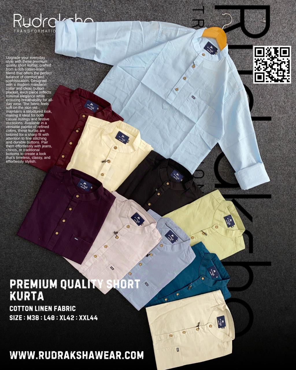 Premium Plain Short Kurta | 100% Cotton Fabric
