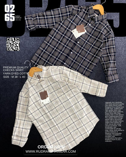 0265 Premium Cotton Oxford Yarn Dyed Checks Full Sleeve Shirt | Backside Box Pleated