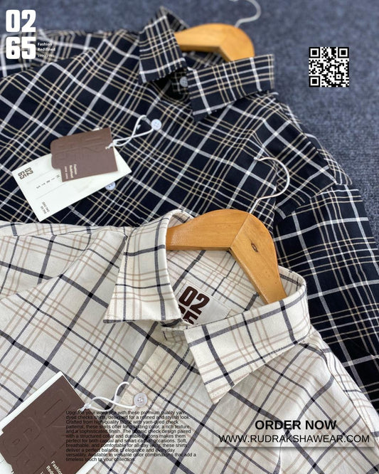 0265 Premium Cotton Oxford Yarn Dyed Checks Full Sleeve Shirt | Backside Box Pleated
