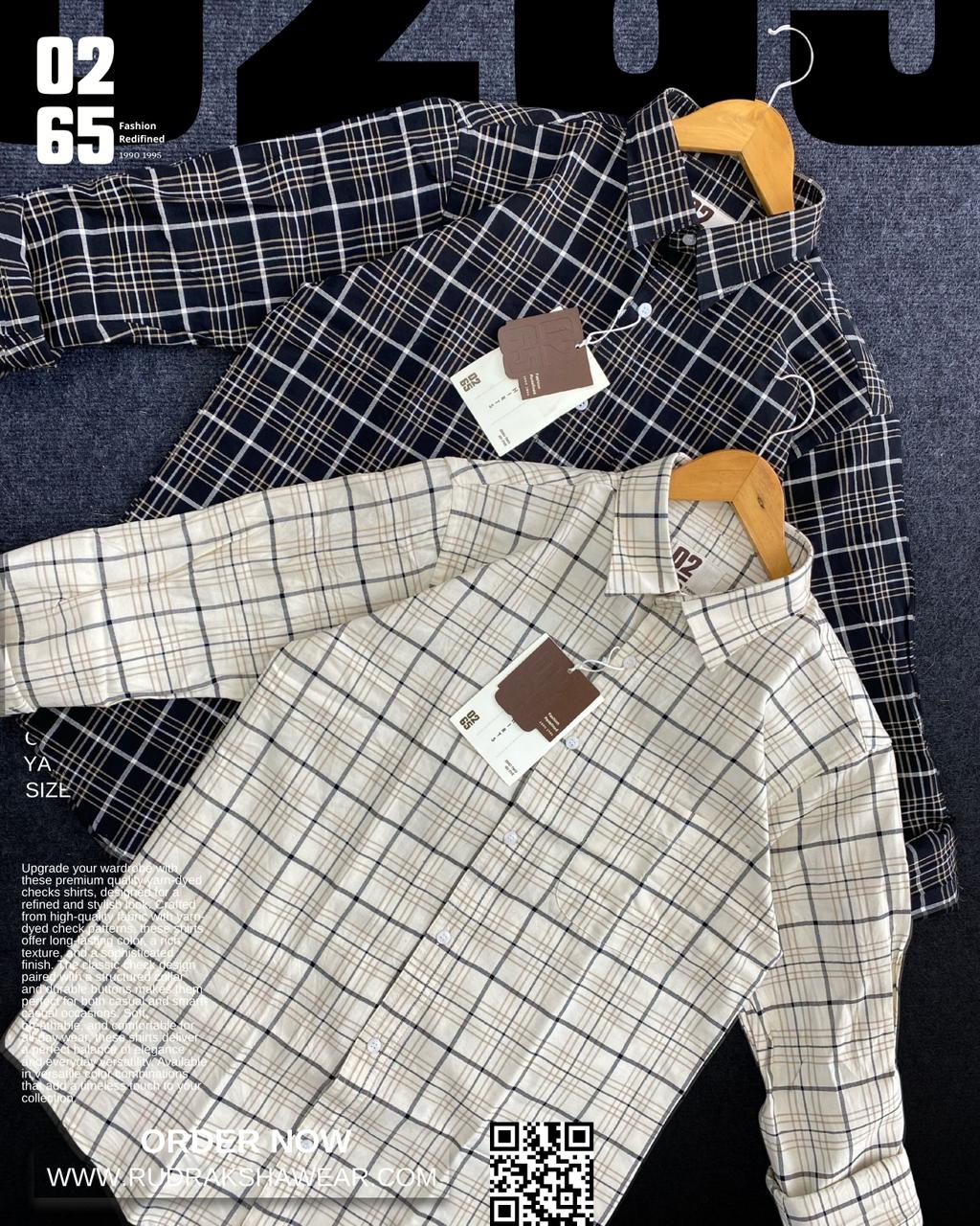 0265 Premium Cotton Oxford Yarn Dyed Checks Full Sleeve Shirt | Backside Box Pleated