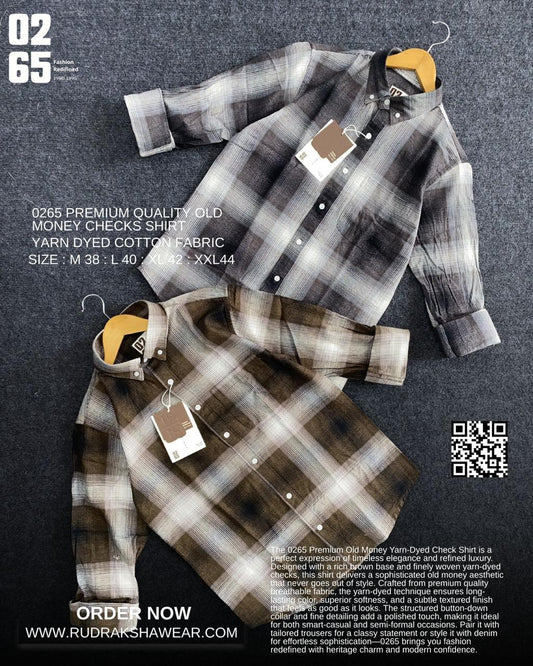 0265 Premium Ultra soft yarn dyed old money checks full sleeve shirt| 100% cotton | Backside box pleated