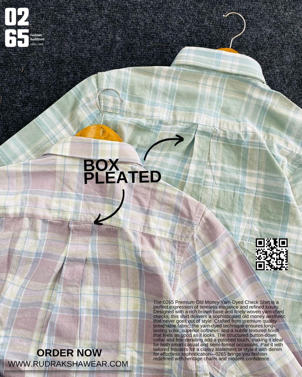 0265 Premium Yarn Dyed Checks Full Sleeve Shirt | Cotton Textured Fabric | Backside Box Pleated