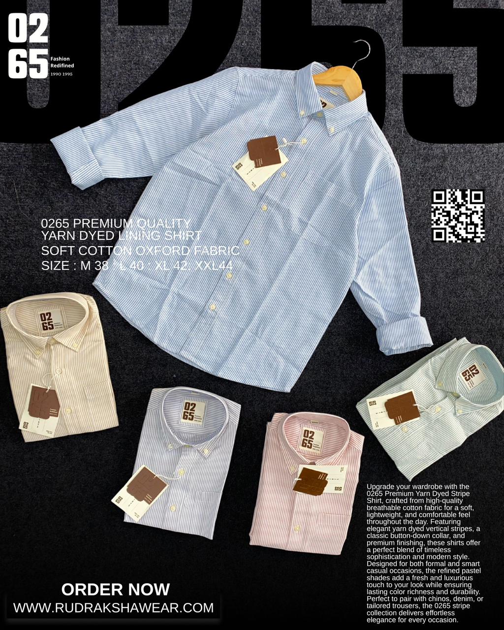 0265 Signature Premium Lining Full Sleeve Shirts | 100% Cotton Oxford | Ultra Soft Fabric | Backside Box Pleated With Loop | Button Down Collar