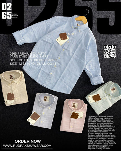 0265 Signature Premium Lining Full Sleeve Shirts | 100% Cotton Oxford | Ultra Soft Fabric | Backside Box Pleated With Loop | Button Down Collar