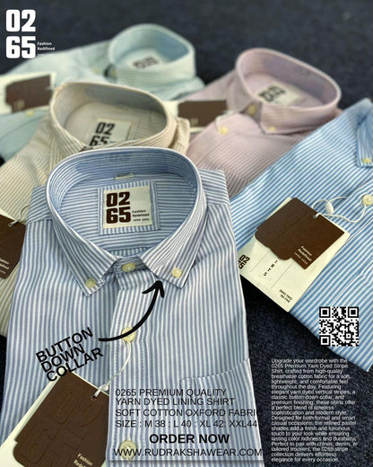 0265 Signature Premium Lining Full Sleeve Shirts | 100% Cotton Oxford | Ultra Soft Fabric | Backside Box Pleated With Loop | Button Down Collar