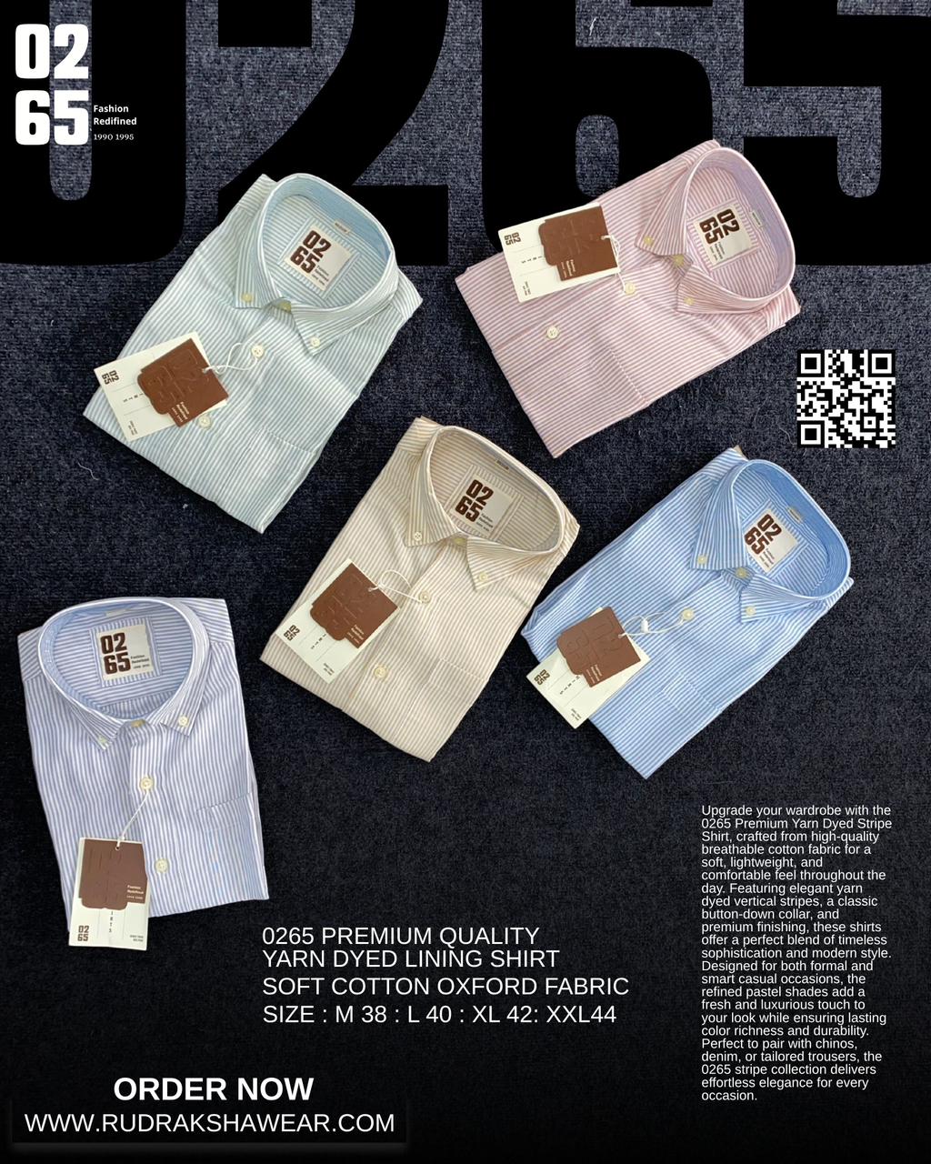 0265 Signature Premium Lining Full Sleeve Shirts | 100% Cotton Oxford | Ultra Soft Fabric | Backside Box Pleated With Loop | Button Down Collar