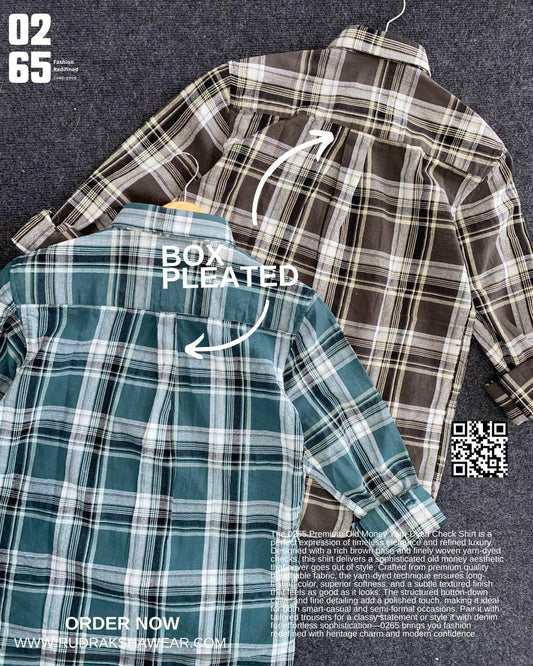 0265 Premium Yarn Dyed Checks Full Sleeve Shirt | Cotton Textured Fabric | Backside Box Pleated