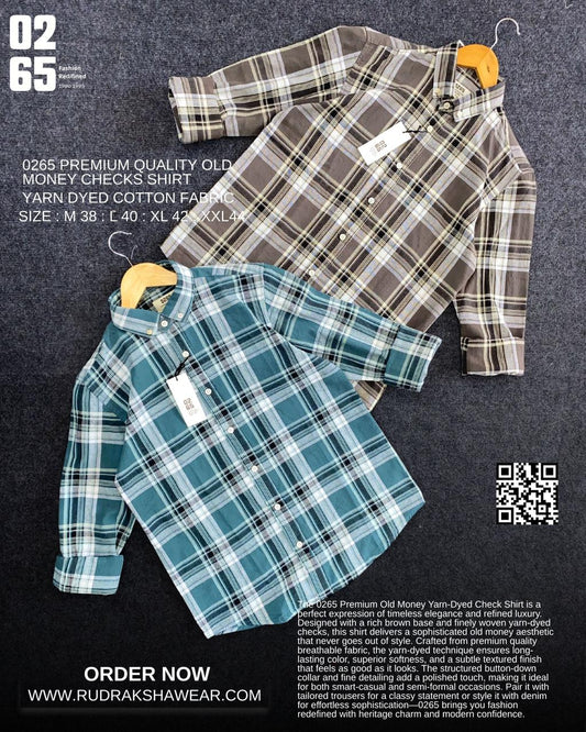0265 Premium Yarn Dyed Checks Full Sleeve Shirt | Cotton Textured Fabric | Backside Box Pleated