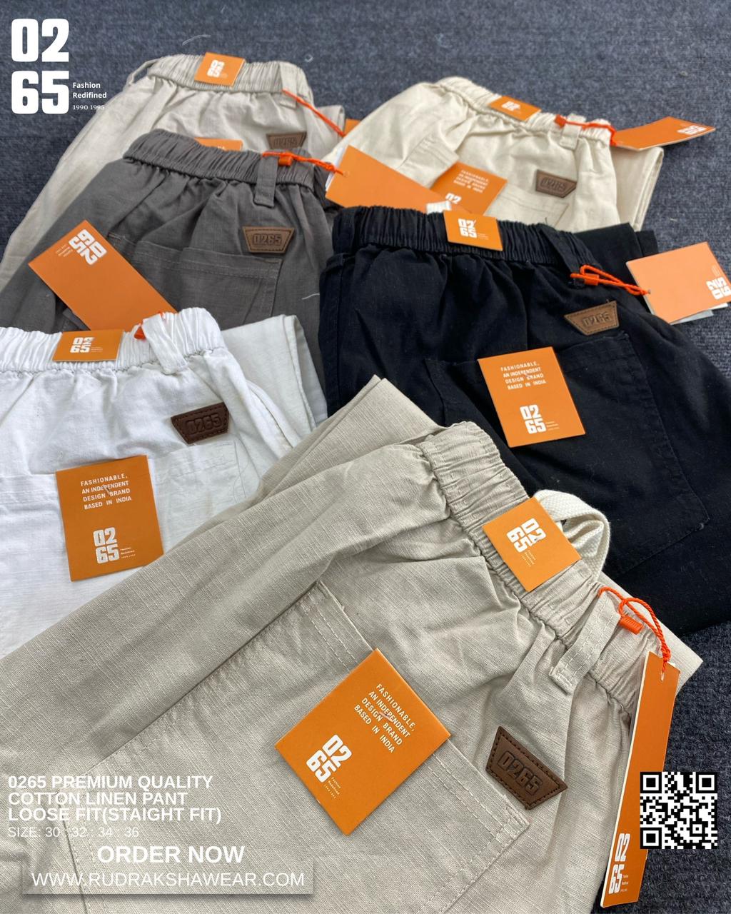 0265 Premium Loose Fit Cotton Linen Pant | Waist Band With Drawstring & Belt Loops | Front Right Pocket With Zipper | For Everyday Comfort