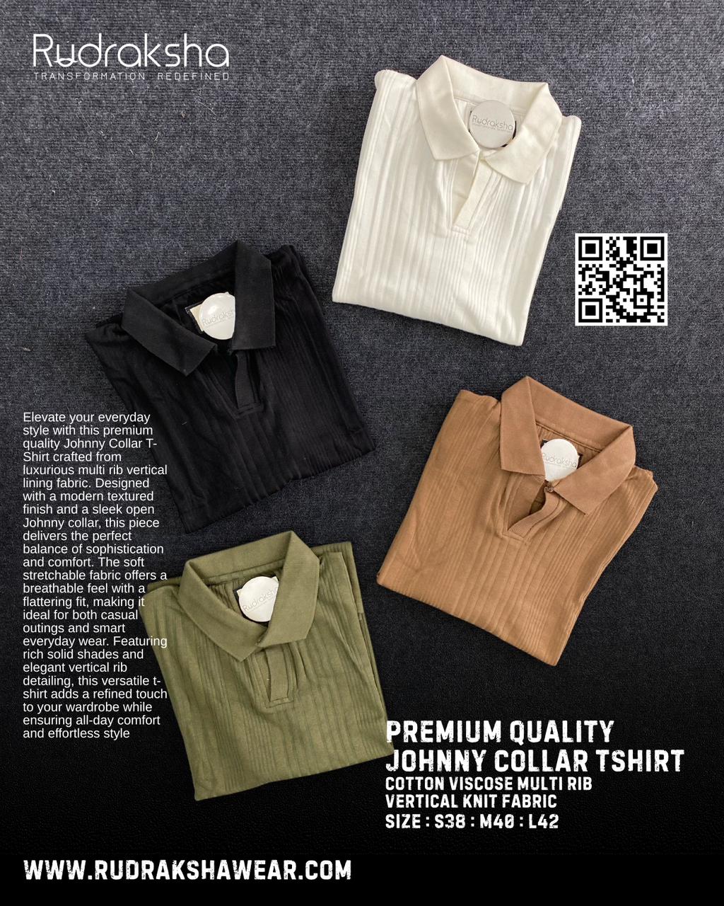 Old Money Johnny Collar T-Shirts | Cotton Viscose Multi Rib Vertical Knit Fabric | Full Stretchable | Soft Feel | All Day Comfort
