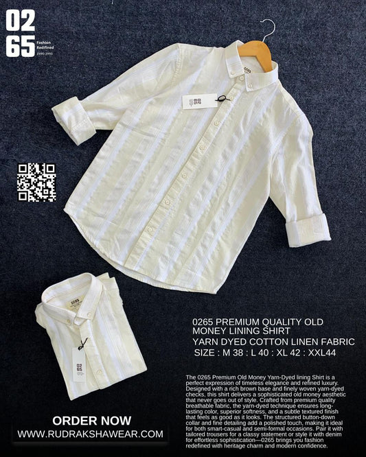 0265 Premium Yarn Dyed Lining Full Sleeve Shirt | Cotton Textured Fabric | Backside Box Pleated