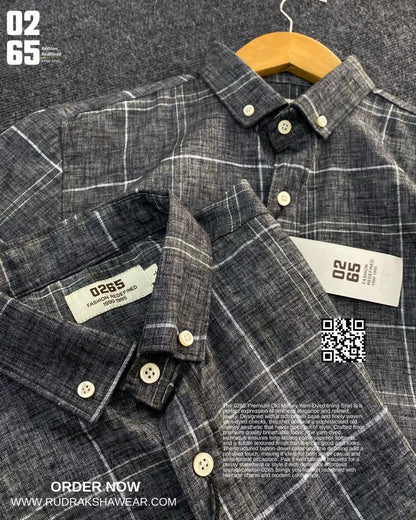 0265 Premium Cotton Linen Checks Shirts | Backside Box Pleated | Button Down Collar | Ultra Soft Fabric | Yarn Dyed Fabric