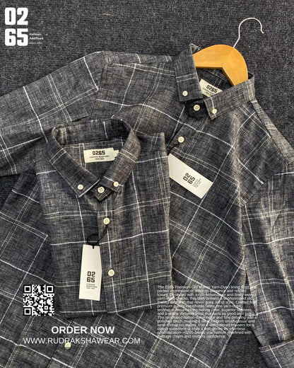 0265 Premium Cotton Linen Checks Shirts | Backside Box Pleated | Button Down Collar | Ultra Soft Fabric | Yarn Dyed Fabric