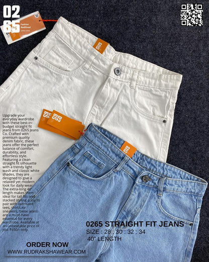 0265 Straight Fit Jeans | Non Stretch | Trendy | Durable | Comfortable | Length 40" to 40.5"