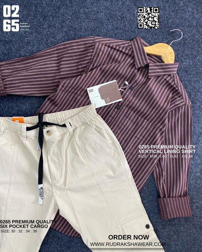 Combo - 0265 Premium Lining Shirt + 0265 Six Pocket Cotton Cargo