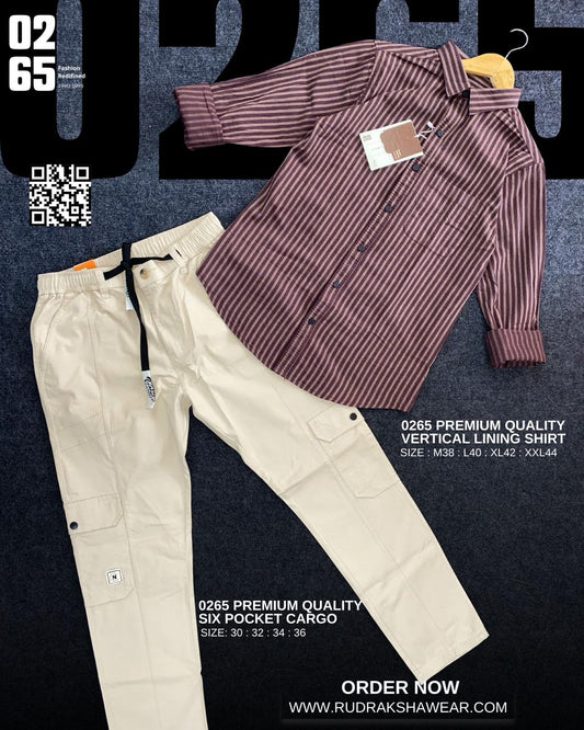 Combo - 0265 Premium Lining Shirt + 0265 Six Pocket Cotton Cargo