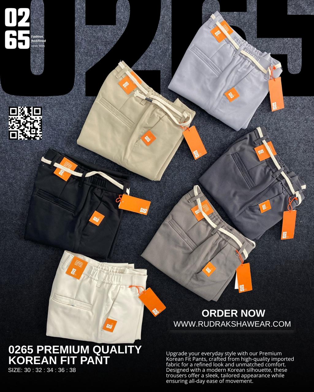 0265 Premium Korean Fit Causal Trouser | Imported Fabric | Size Waist Elastic Band For Next Level Comfort
