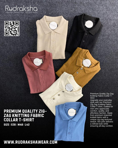 Premium Quality Collar T-Shirt | Zic Zag Knit Cotton Fabric | Old Money Vibe
