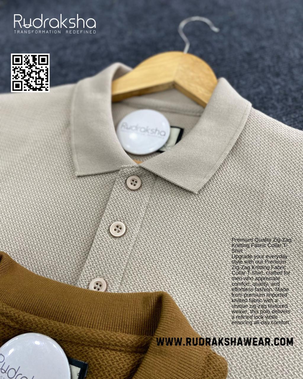 Premium Quality Collar T-Shirt | Zic Zag Knit Cotton Fabric | Old Money Vibe