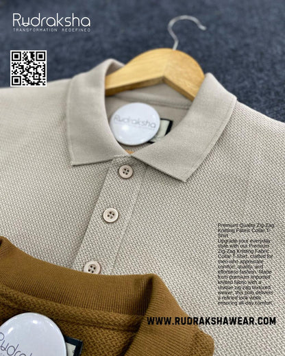 Premium Quality Collar T-Shirt | Zic Zag Knit Cotton Fabric | Old Money Vibe
