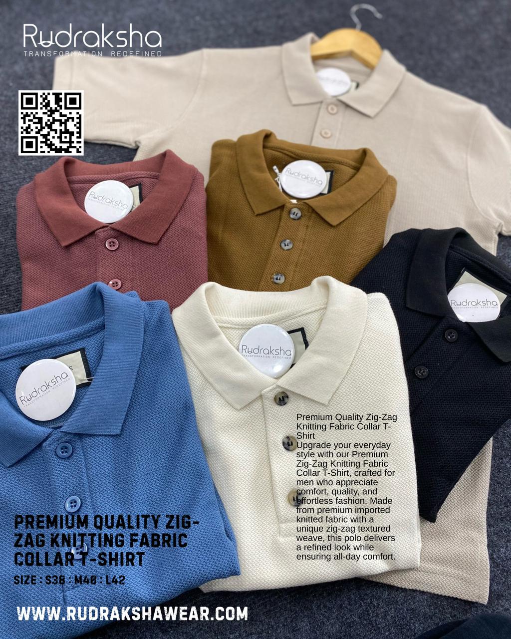 Premium Quality Collar T-Shirt | Zic Zag Knit Cotton Fabric | Old Money Vibe