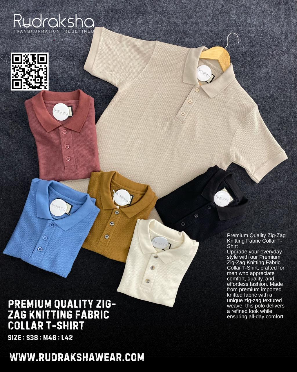 Premium Quality Collar T-Shirt | Zic Zag Knit Cotton Fabric | Old Money Vibe