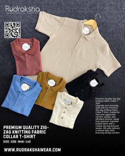 Premium Quality Collar T-Shirt | Zic Zag Knit Cotton Fabric | Old Money Vibe