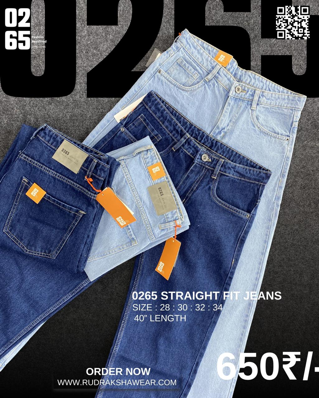0265 Straight Fit Jeans | Non Stretch | Trendy | Durable | Comfortable | Length 40" to 40.5"
