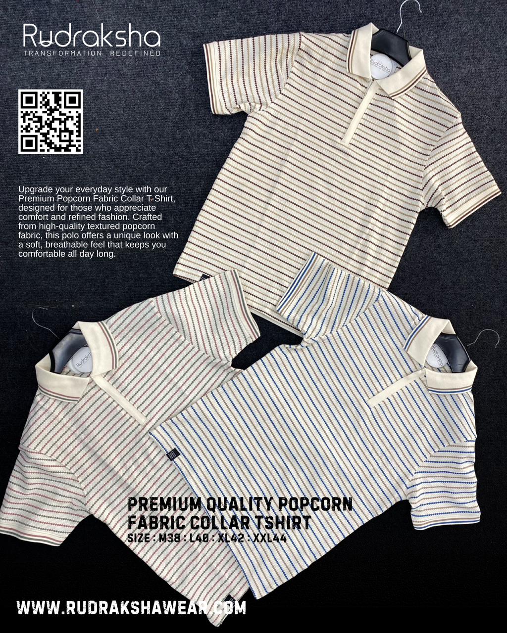 Premium Popcorn Fabric Half Sleeve Collar Zipper T-Shirt