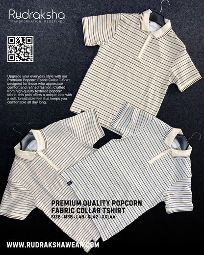 Premium Popcorn Fabric Half Sleeve Collar Zipper T-Shirt