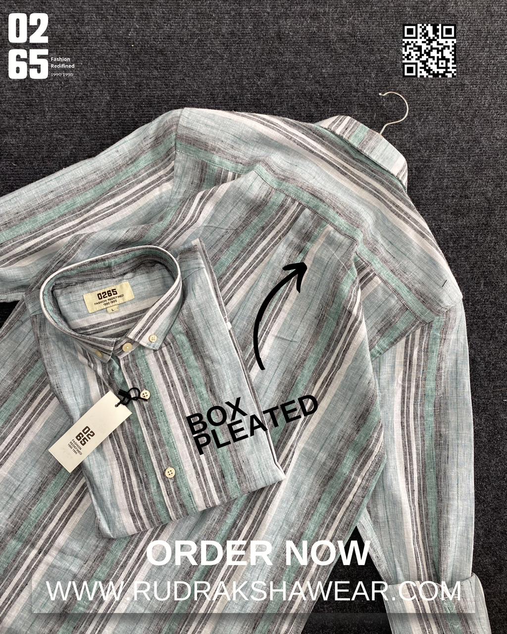 0265 Premium Yarn Dyed Cotton Lining Full Sleeve Shirt | Backside Box Pleated