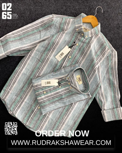 0265 Premium Yarn Dyed Cotton Lining Full Sleeve Shirt | Backside Box Pleated