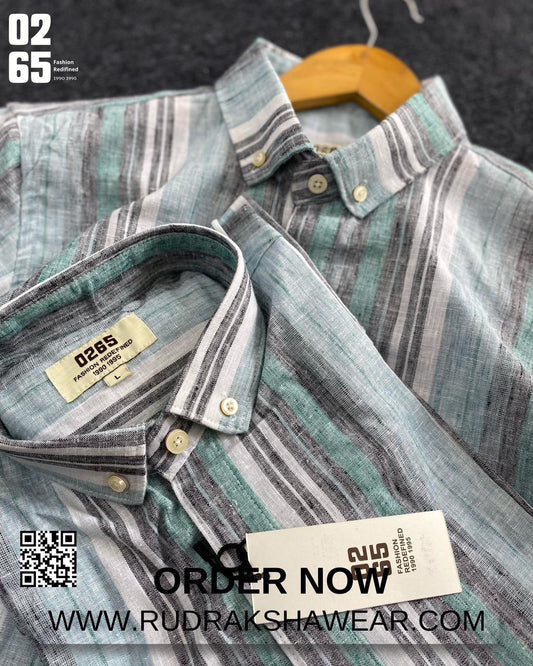 0265 Premium Yarn Dyed Cotton Lining Full Sleeve Shirt | Backside Box Pleated