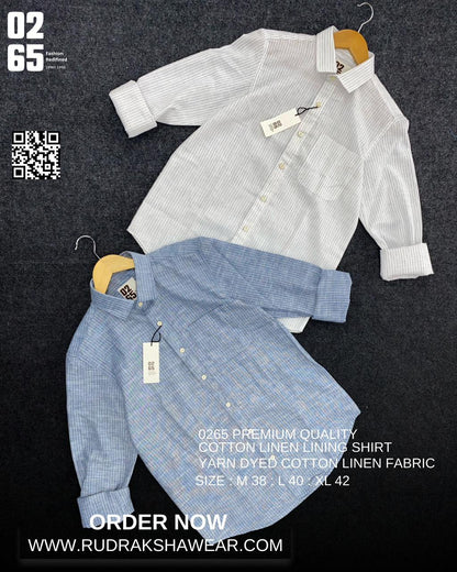 0265 Premium Cotton Linen Lining Shirts | Backside Box Pleated | Button Down Collar | Ultra Soft Fabric | Yarn Dyed